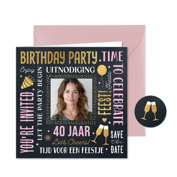 Hippe uitnodiging verjaardagsfeest vrouw